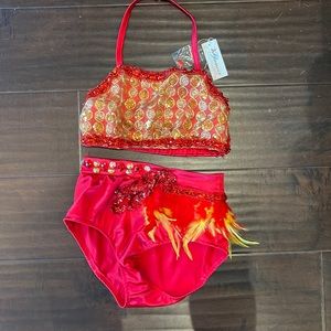 Glamour Red and Gold Dance Costume
